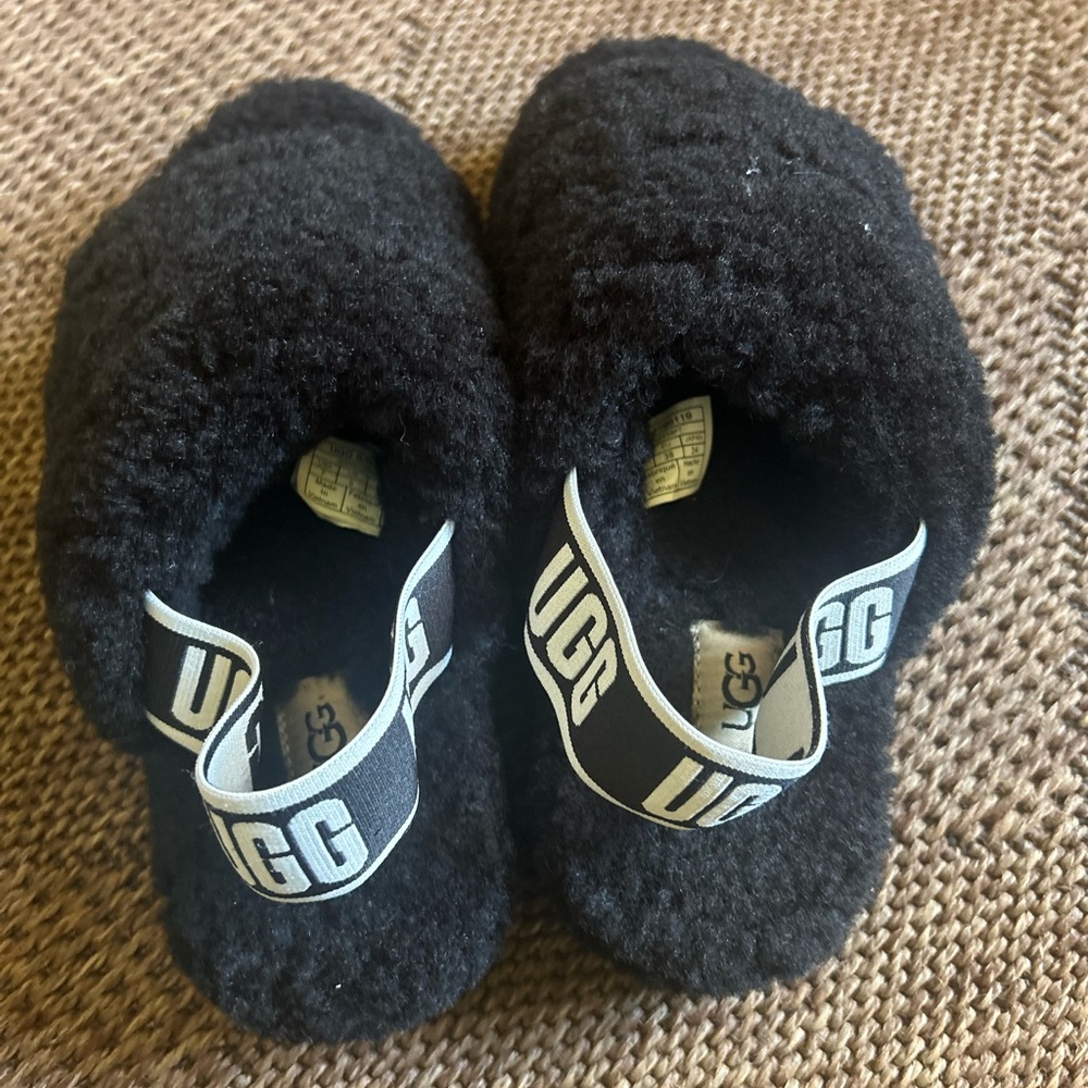 UGG Black Fuzzy Loafers
